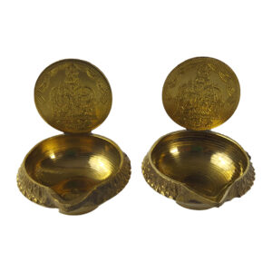 Brass Kubhera Lakshmi Coin Diyas (1 pair)